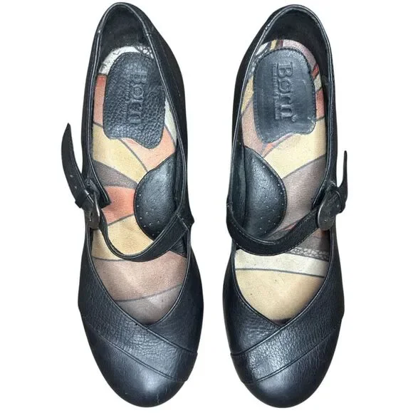 Born Black Leather Mary Jane Heels Sz: 9.5/ 41 - Picture 2 of 8